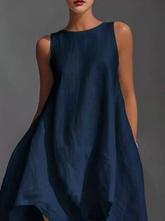 High-Low Round Neck Sleeveless Dress