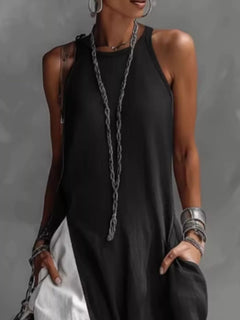 Two-Tone Sleeveless Maxi Dress